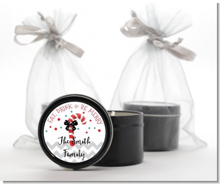 Eat, Drink & Be Merry - Christmas Black Candle Tin Favors