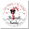 Eat, Drink & Be Merry - Round Personalized Christmas Sticker Labels thumbnail