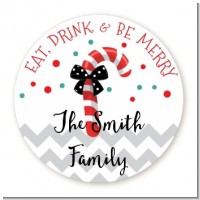Eat, Drink & Be Merry - Round Personalized Christmas Sticker Labels