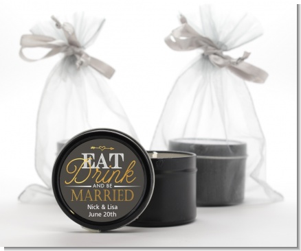 Eat Drink And Be Married - Bridal Shower Black Candle Tin Favors
