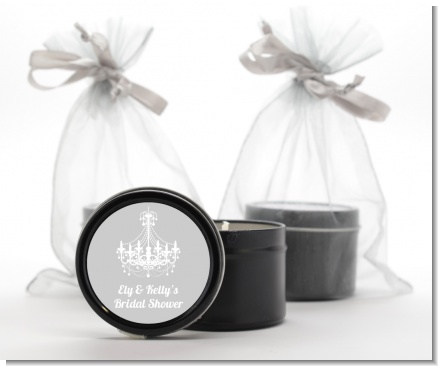 Elegant Chandelier - Bridal Shower Black Candle Tin Favors