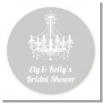Elegant Chandelier - Round Personalized Bridal Shower Sticker Labels thumbnail