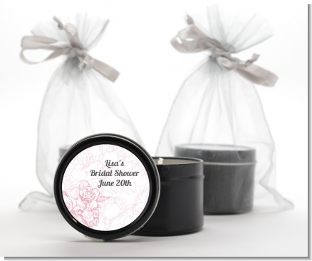 Elegant Flowers - Bridal Shower Black Candle Tin Favors