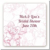 Elegant Flowers - Square Personalized Bridal Shower Sticker Labels
