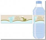Elephant Baby Blue - Personalized Baby Shower Water Bottle Labels