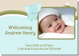 Elephant Baby Blue - Birth Announcement Photo Card