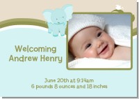 Elephant Baby Blue - Birth Announcement Photo Card