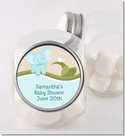 Elephant Baby Blue - Personalized Baby Shower Candy Jar