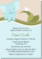 Elephant Baby Blue - Baby Shower Invitations