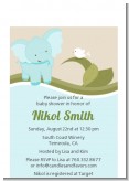Elephant Baby Blue - Baby Shower Petite Invitations