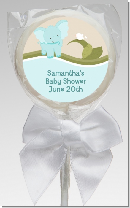 Elephant Baby Blue - Personalized Baby Shower Lollipop Favors