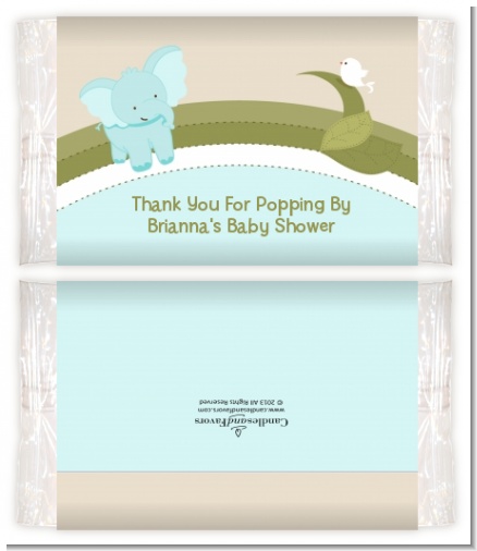 Elephant Baby Blue - Personalized Popcorn Wrapper Baby Shower Favors