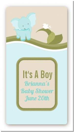 Elephant Baby Blue - Custom Rectangle Baby Shower Sticker/Labels