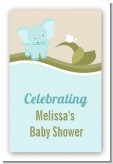Elephant Baby Blue - Custom Large Rectangle Baby Shower Sticker/Labels