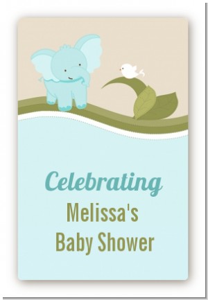 Elephant Baby Blue - Custom Large Rectangle Baby Shower Sticker/Labels