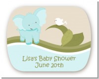 Elephant Baby Blue - Personalized Baby Shower Rounded Corner Stickers