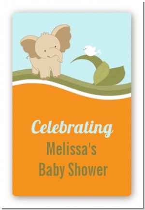 Elephant Baby Neutral - Custom Large Rectangle Baby Shower Sticker/Labels