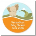 Elephant Baby Neutral - Round Personalized Baby Shower Sticker Labels thumbnail