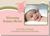 Elephant Baby Pink - Birth Announcement Photo Card
