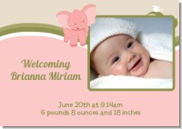 Elephant Baby Pink - Birth Announcement Photo Card