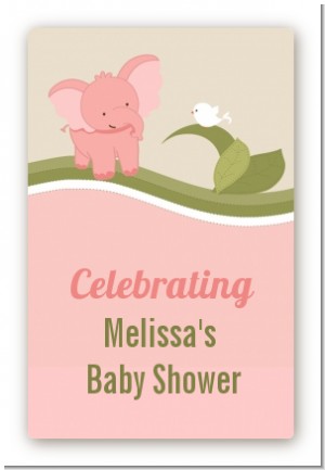 Elephant Baby Pink - Custom Large Rectangle Baby Shower Sticker/Labels