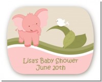 Elephant Baby Pink - Personalized Baby Shower Rounded Corner Stickers