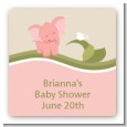 Elephant Baby Pink - Square Personalized Baby Shower Sticker Labels thumbnail