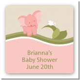 Elephant Baby Pink - Square Personalized Baby Shower Sticker Labels