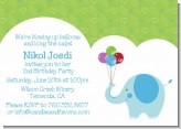 Elephant Blue - Birthday Party Invitations