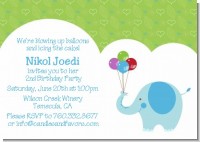 Elephant Blue - Birthday Party Invitations