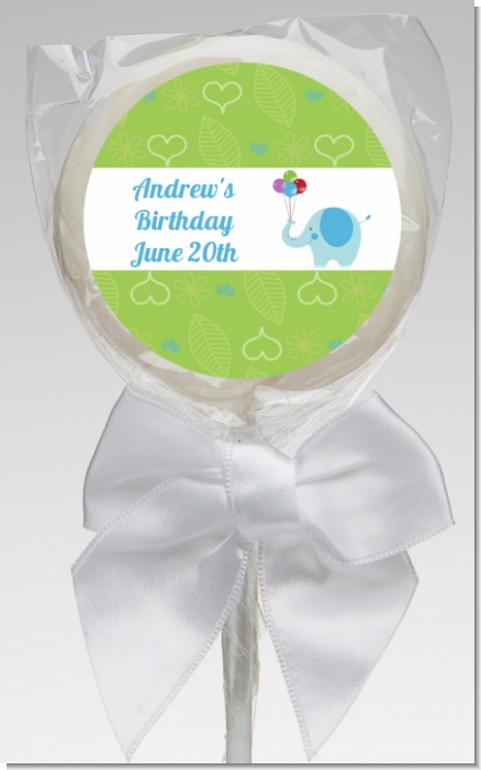 Elephant Blue - Personalized Birthday Party Lollipop Favors