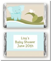 Elephant Baby Blue - Personalized Baby Shower Mini Candy Bar Wrappers