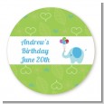 Elephant Blue - Round Personalized Birthday Party Sticker Labels thumbnail