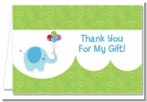 Elephant Blue - Birthday Party Thank You Cards