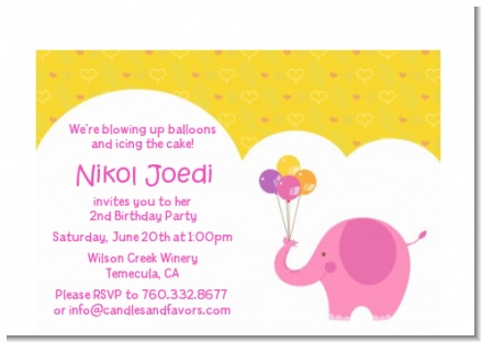 Elephant Pink - Birthday Party Petite Invitations