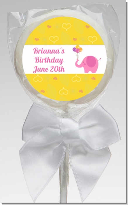Elephant Pink - Personalized Birthday Party Lollipop Favors