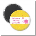 Elephant Pink - Personalized Birthday Party Magnet Favors thumbnail