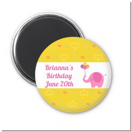 Elephant Pink - Personalized Birthday Party Magnet Favors