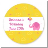 Elephant Pink - Round Personalized Birthday Party Sticker Labels