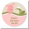 Elephant Baby Pink - Round Personalized Baby Shower Sticker Labels thumbnail