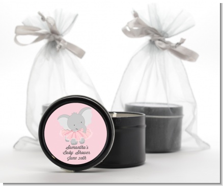 Elephant Pink Tutu - Baby Shower Black Candle Tin Favors