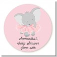 Elephant Pink Tutu - Round Personalized Baby Shower Sticker Labels thumbnail