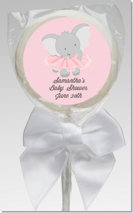 Elephant Pink Tutu - Personalized Baby Shower Lollipop Favors