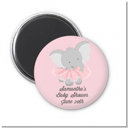 Elephant Pink Tutu - Personalized Baby Shower Magnet Favors