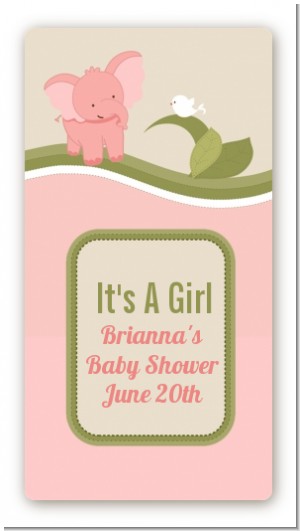 Elephant Baby Pink - Custom Rectangle Baby Shower Sticker/Labels