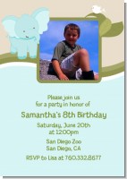 Elephant Blue - Photo Birthday Party Invitations