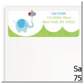 Elephant Blue - Birthday Party Return Address Labels