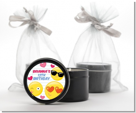 Emoji Fun - Birthday Party Black Candle Tin Favors