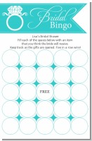 Engagement Ring Aqua - Bridal Shower Gift Bingo Game Card