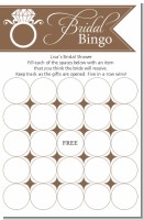 Engagement Ring Chocolate Brown - Bridal Shower Gift Bingo Game Card